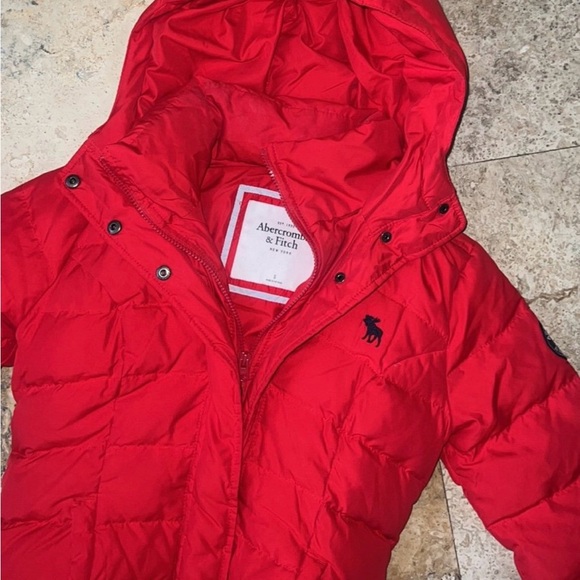 Abercrombie & Fitch Red Puffer Jacket - Picture 2 of 2